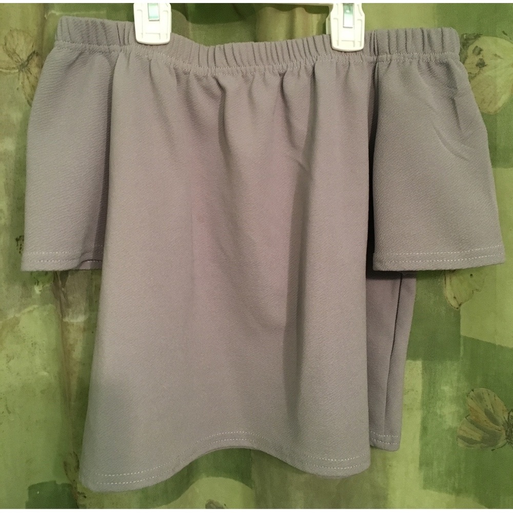 Grey Off-Shoulder Shirt